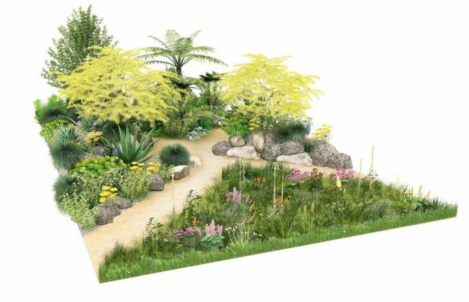 sarah eberle ikonik bahçecilik kahramanı, rhs feature garden, tasarlayan sarah eberle, rhs hampton court saray bahçe festivali 2022