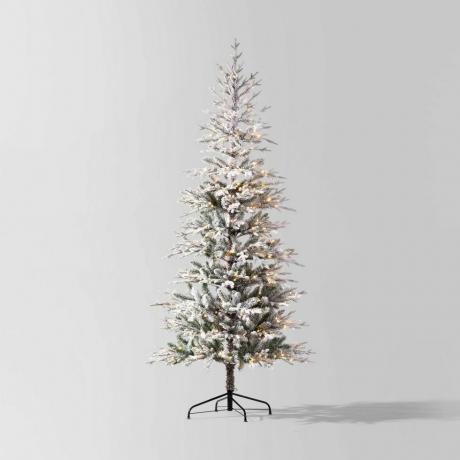 7,5 'Önceden Aydınlatmalı Parıltılı FlokluBalsam Köknar Yapay Noel Ağacı
