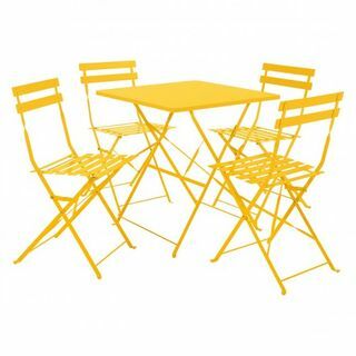 Parc Sarı metal katlanır bahçe masa ve 4 sandalye seti