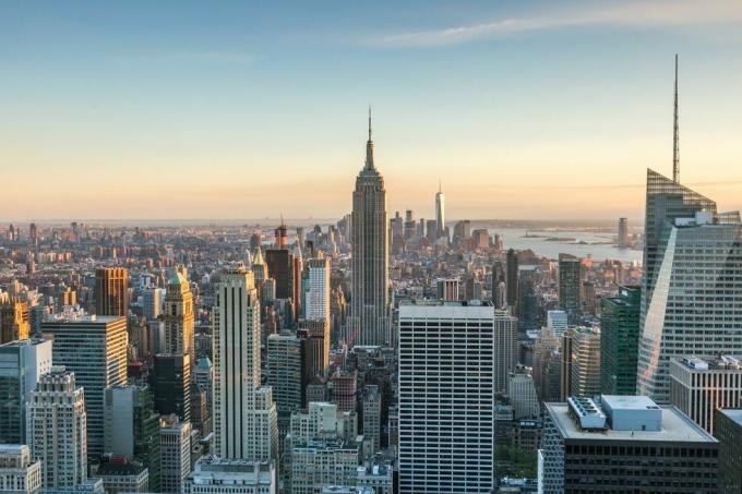 Empire State binası ve manhattan silüeti, new york city, abd