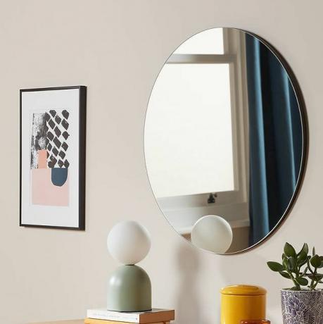 ANYDAYJohn Lewis & Partners Scandi Kesim Çerçeve Yuvarlak Duvar Aynası, 50cm, Siyah