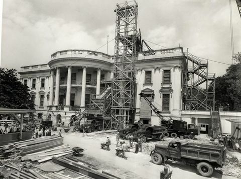 1950 dolaylarında, başkan harry s truman altında beyaz saray yeniden inşası