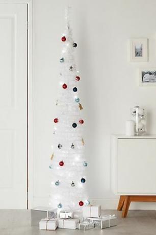 6 ft Trevalli Beyaz açılır Önceden aydınlatılmış yapay Noel ağacı