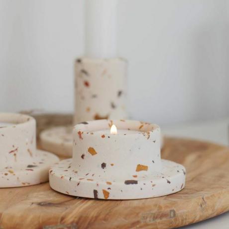 Sonbahar Terrazzo Eko Reçine Tealight Tutucu