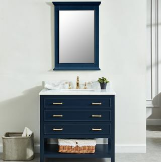 Beyaz Mermer Top ile Presnell Navy Banyo Vanity