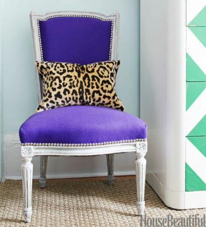 leopar yastık mor sandalye
