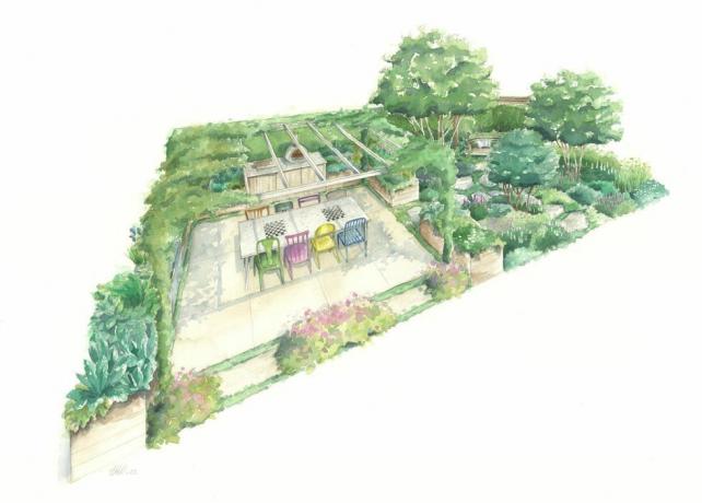 james smith tarafından tasarlanan chelsea çiçek gösterisi 2023 london square topluluk bahçesi﻿