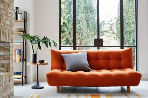 Turuncu kanepe oturma odası tasarımı - Habitat ve Topoloji İç - küçük alan yaşam